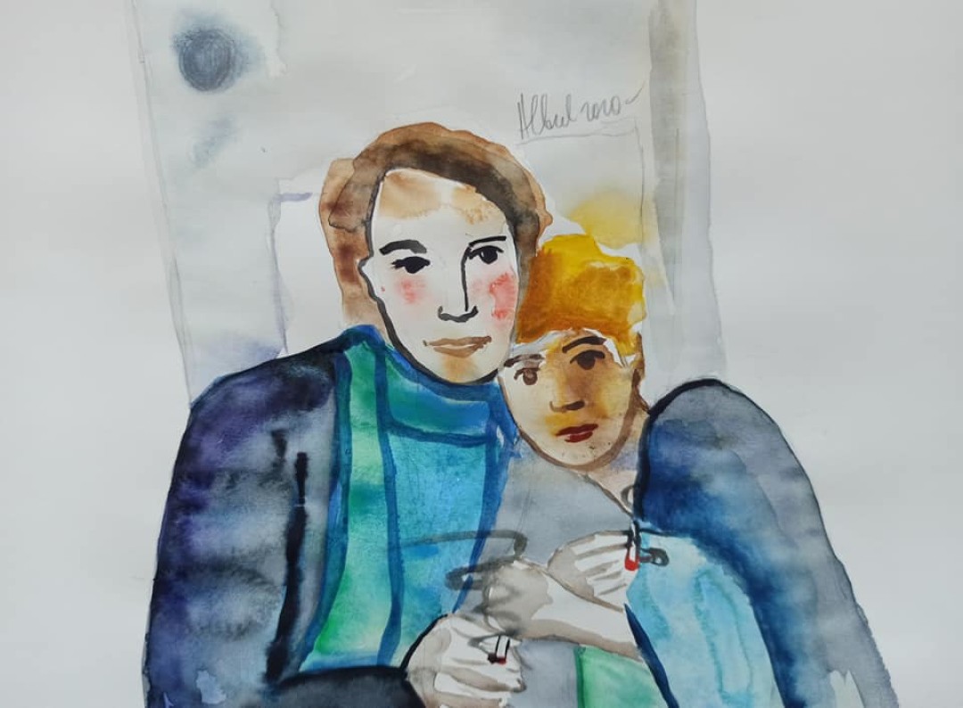 Художница из Петербурга Надя Албул во время эпидемии познакомилась в дейтинг-сервисе с врачом и параллельно создает серию работ о больнице