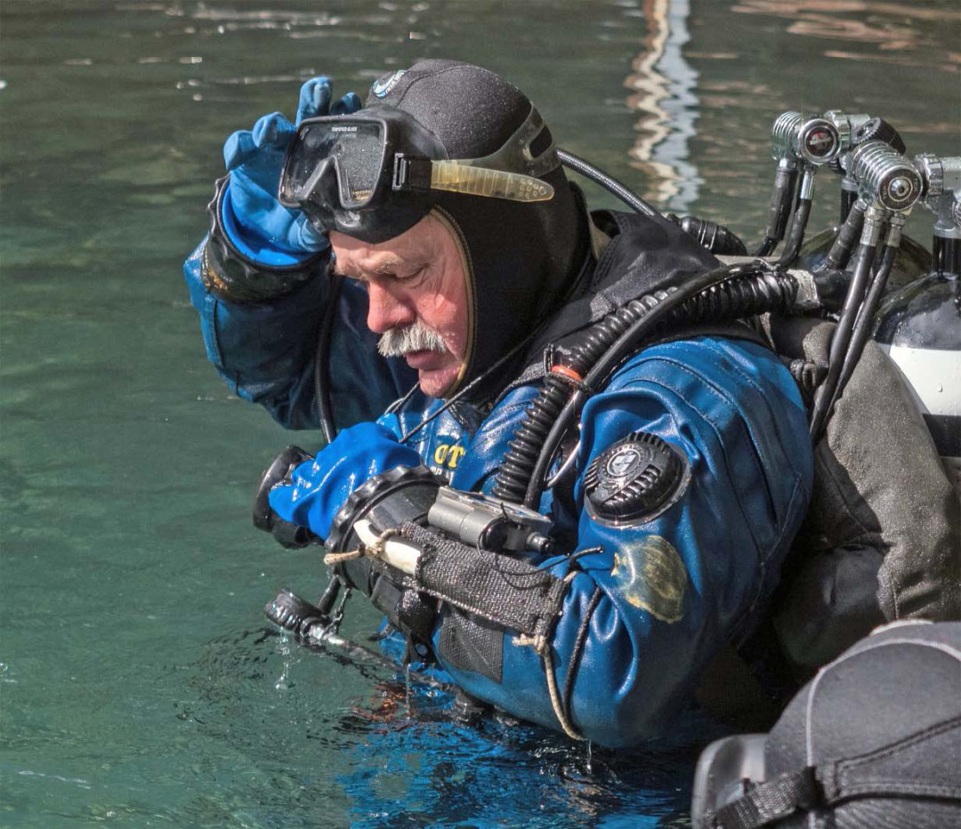 Подводный опаретор, водолаз-исследователь ЦПИ РГО Игорь Галайда.