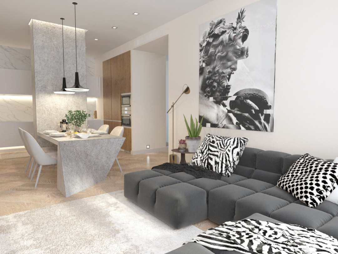 Пример проекта трехкомнатной квартиры от дизайнера Евгении Астаховой