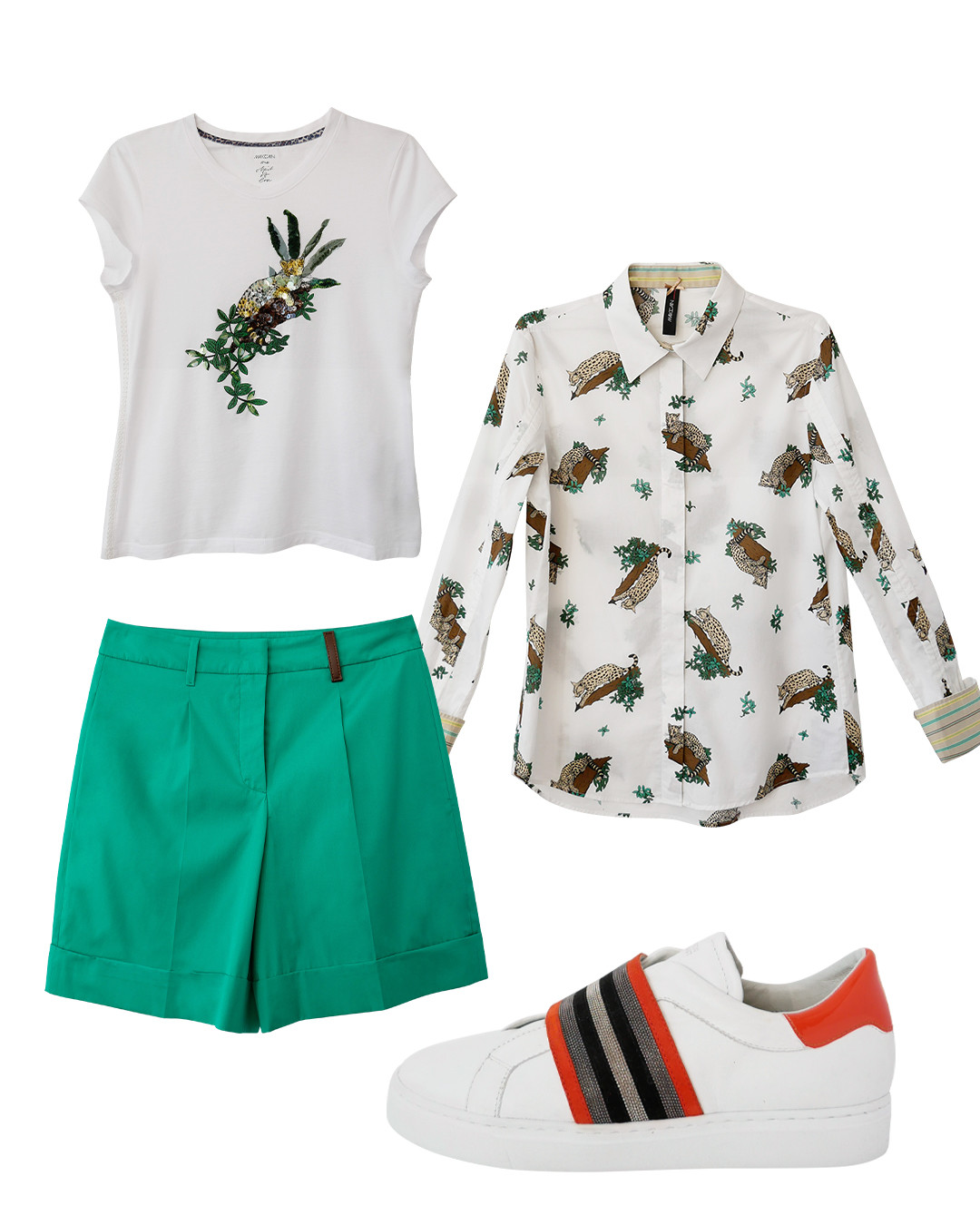 Рубашка, футболка и шорты, все – Marc Cain, сникерсы Steffen Schraut