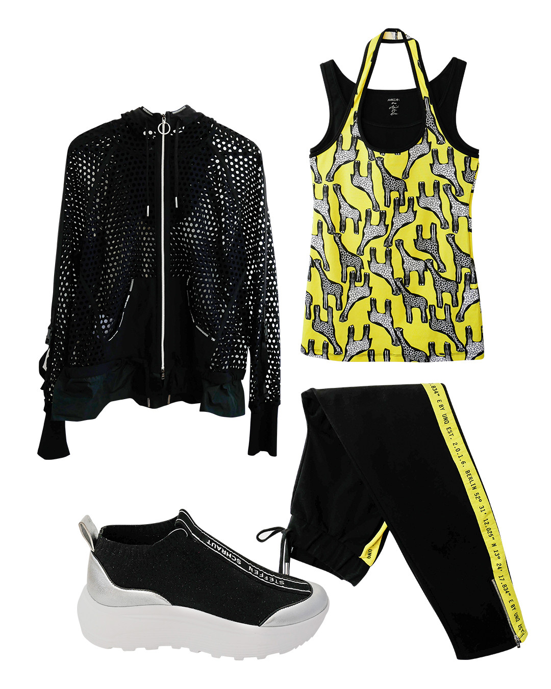 Бомбер и топ Marc Cain, брюки UNO, сникерсы Steffen Schraut