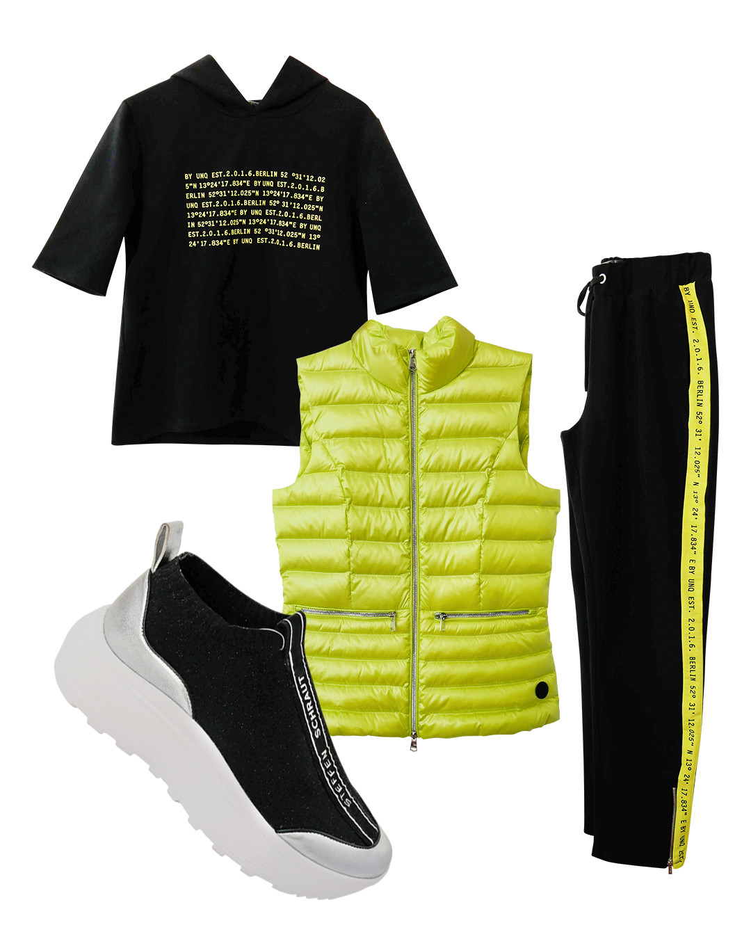 Жилет Beaumont, свитшот и брюки UNO, сникерсы Steffen Schraut