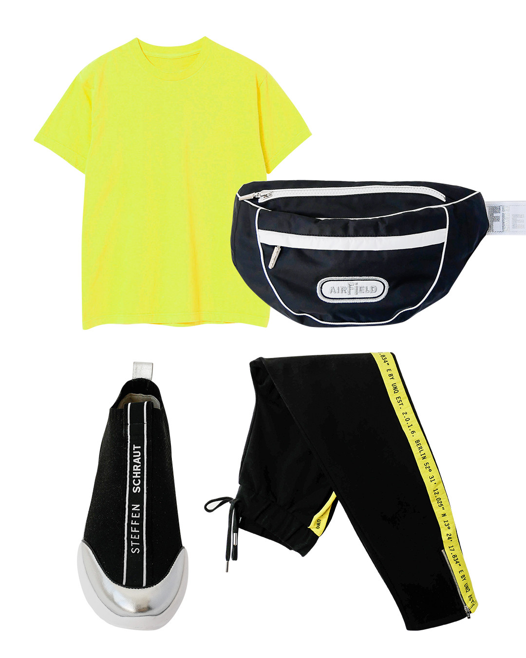 Футболка и брюки UNO, поясная сумка AirField, сникерсы Steffen Schraut