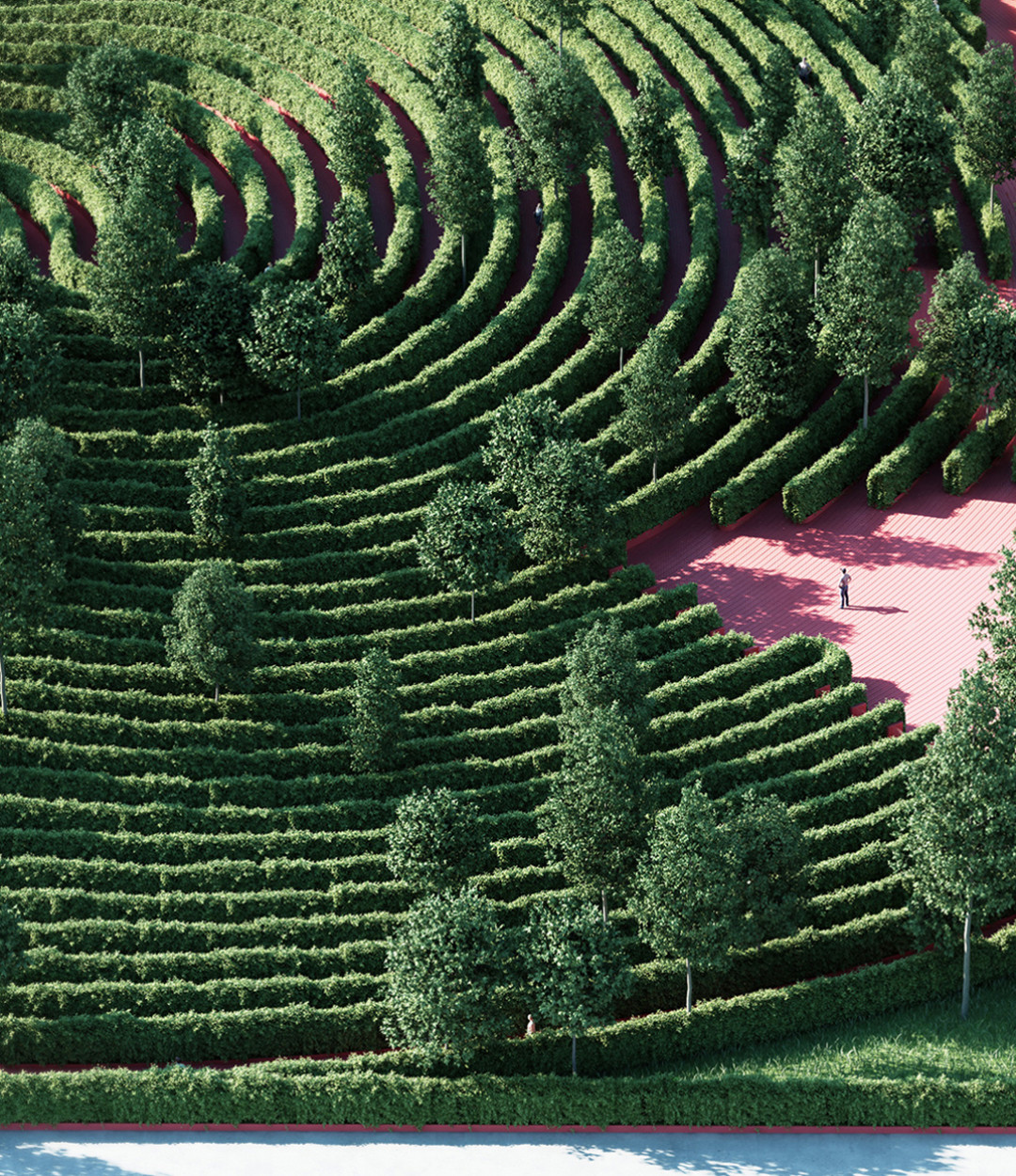 Австрийская студия Precht спроектировала парк-лабиринт, который позволит людям гулять на свежем воздухе, сохраняя социальную дистанцию