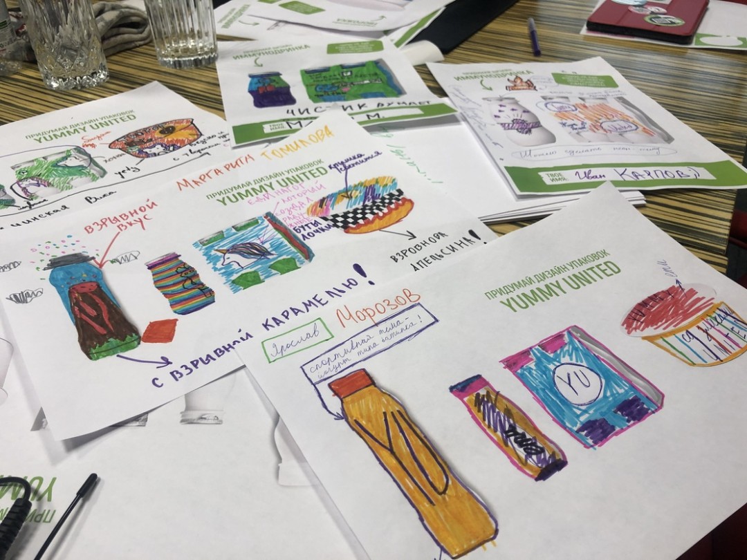 Эскизы упаковки, нарисованные детьми