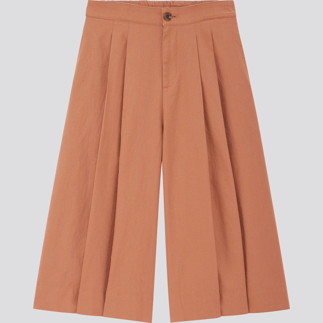 БРЮКИ ИЗО ЛЬНА И ХЛОПКА ШИРОКИЙ СИЛУЭТ