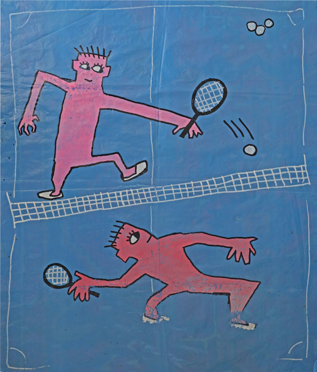 Теннис.1988. Клеенка, смешанная техника.