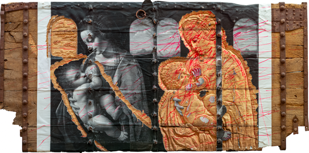 Чжан Хуань. Мой Зимний дворец №8. 2019 г. Шелкография, резьба по деревянной двери