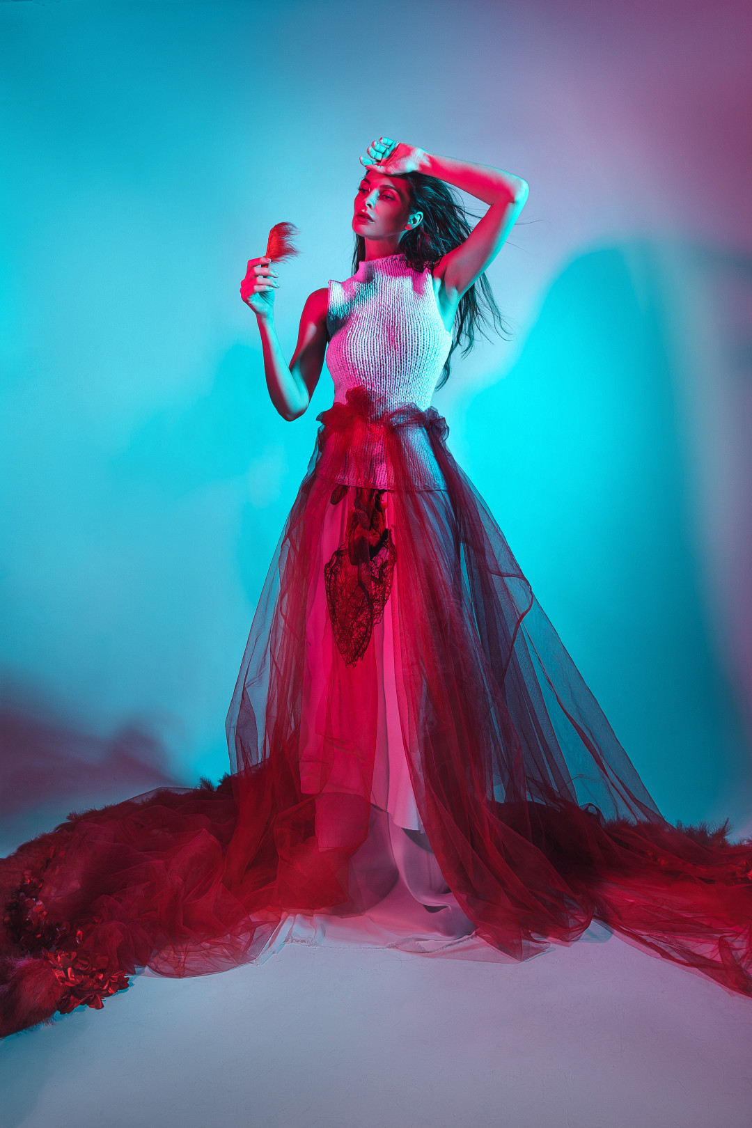 Креп Heart, фатин Scarlet («Дом тканей Колибри») Топ (MySet)