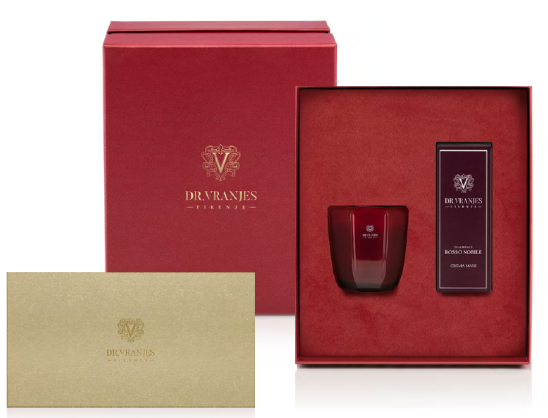 Подарочный набор – свеча и крем для рук с ароматом Rosso Nobile