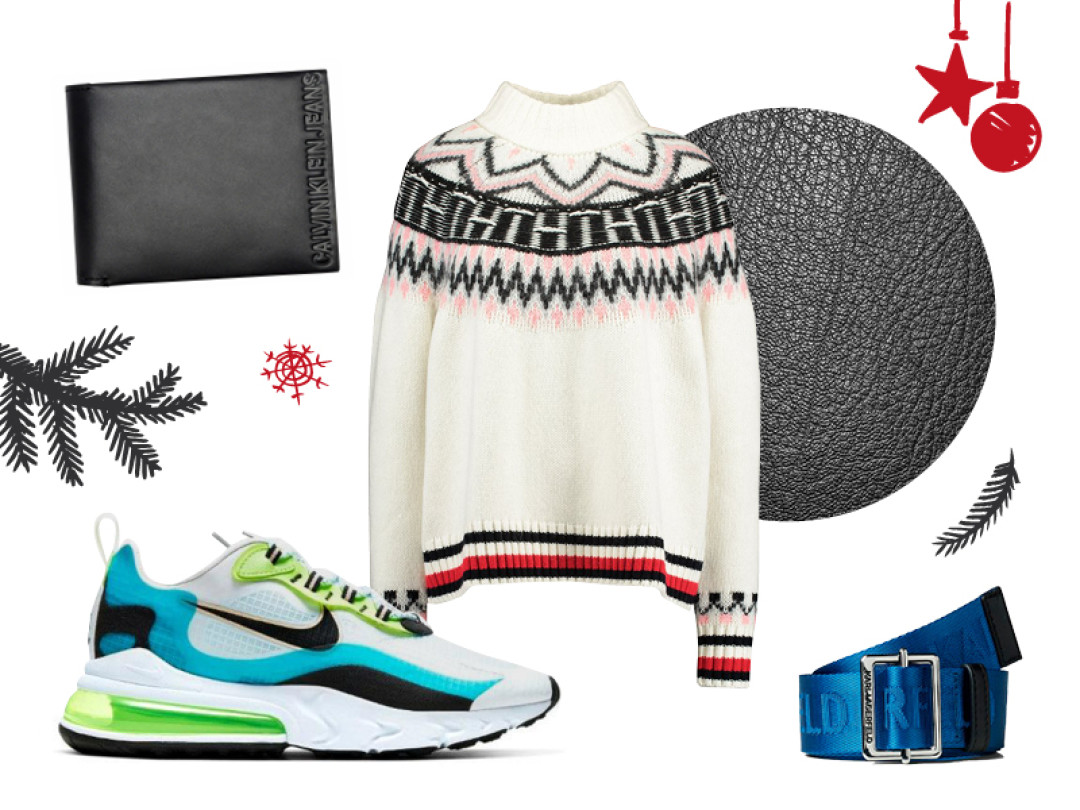 Свитер Tommy (старая цена – 17990 руб., цена Outlet Village Пулково –12490 руб.); Кроссовки Nike (старая цена – 13290 руб., цена Outlet Village