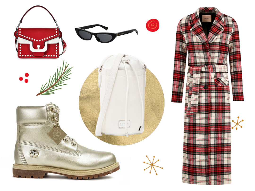 Пальто Twinset (старая цена – 47 890 руб., цена Outlet Village Пулково – 33 523 руб.); Ботинки Timberland (старая цена – 21 990 руб., цена Outlet