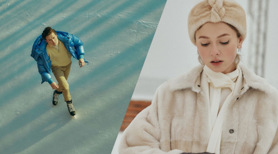 На Федоре: пуховик Moncler, пуловер Brunello Cucinelli, свитер Kenzo, брюки Burberry. На Соне: серьги Garrard, чалма Furland, жакет и дубленка