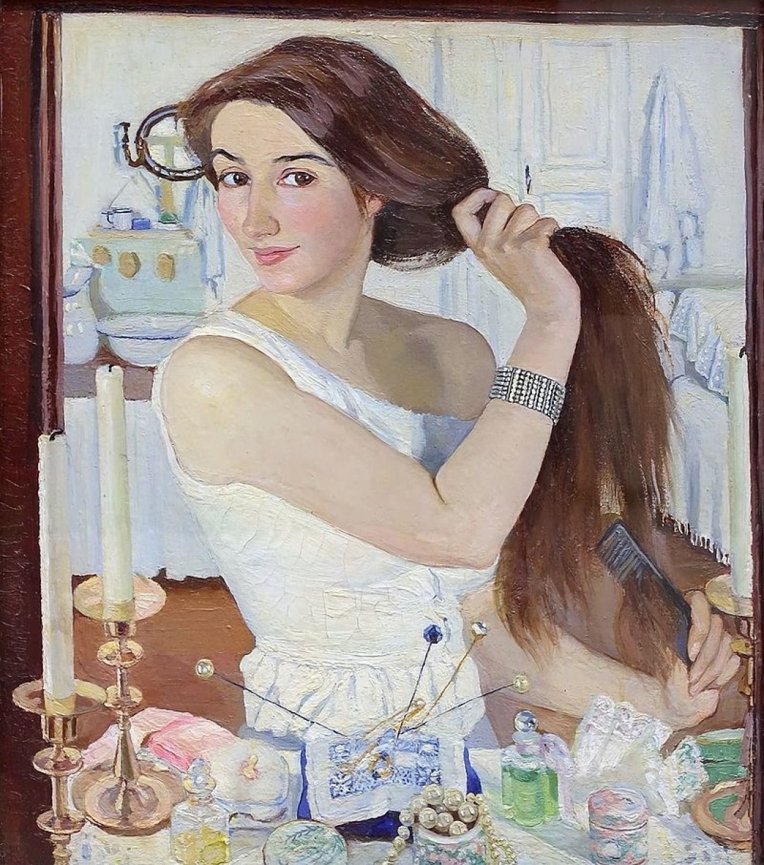 За туалетом. Автопортрет. 1909. Государственная Третьяковская галерея, Москва