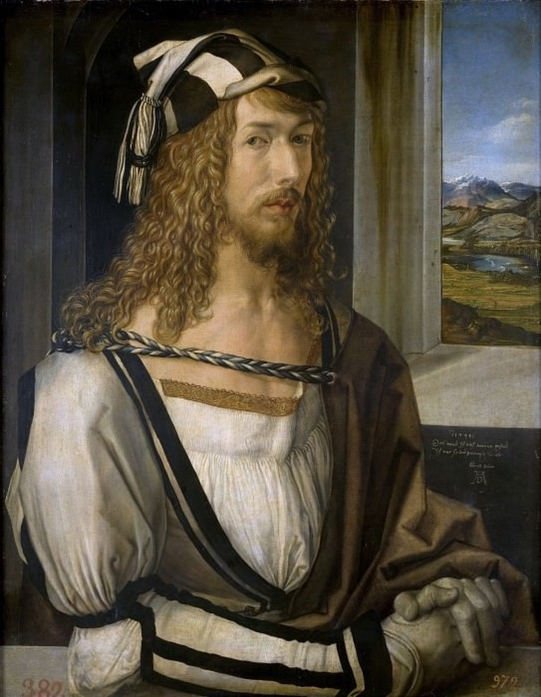 Альбрехт Дюрер. Автопортрет в перчатках. 1498.