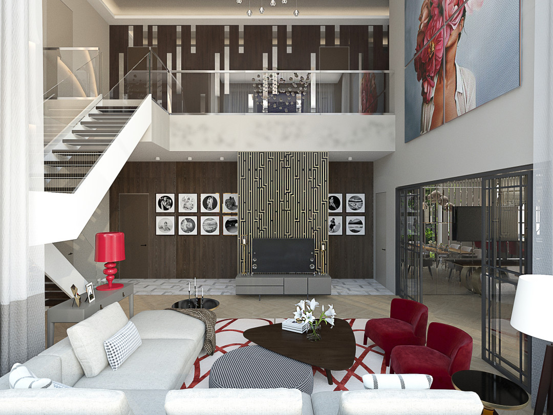 Визуализация интерьера загородного дома, проект Елены Губановой.