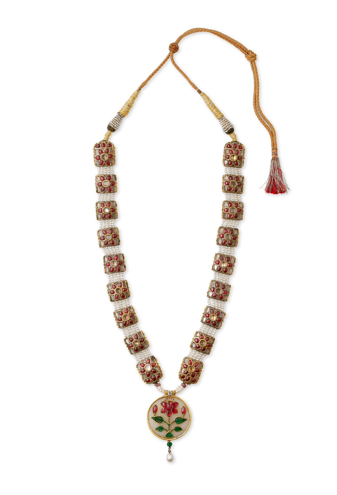 Колье в индийском стиле с подвеской Cartier, Париж, специальный заказ, 1928 г. Золото; портретные бриллианты, один квадратный бриллиант, один