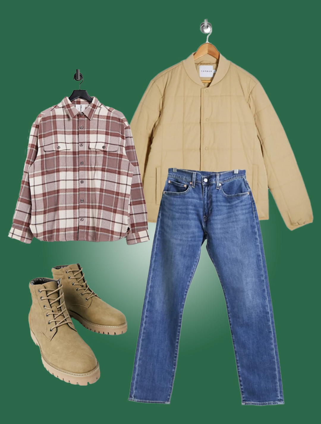 Рубашка COLLUSION, куртка Topman, джинсы Levi's, ботинки ASOS DESIGN.