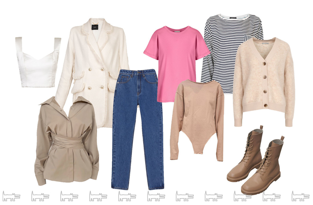 Джинсы, футболка, кардиган 12 Storeez, тельняшка, топ, пиджак I.B.W., лонгслив с фигурным вырезом, ботинки USHATAVA, рубашка с завязками Ellada Kate