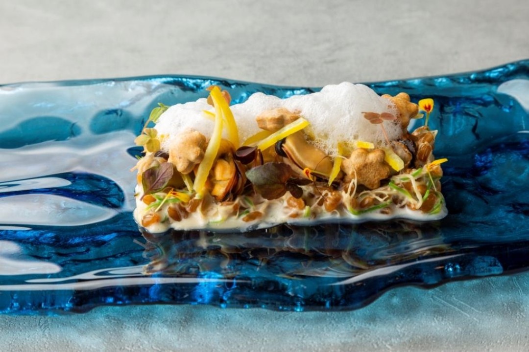 Пророщенная пшеница с мидиями