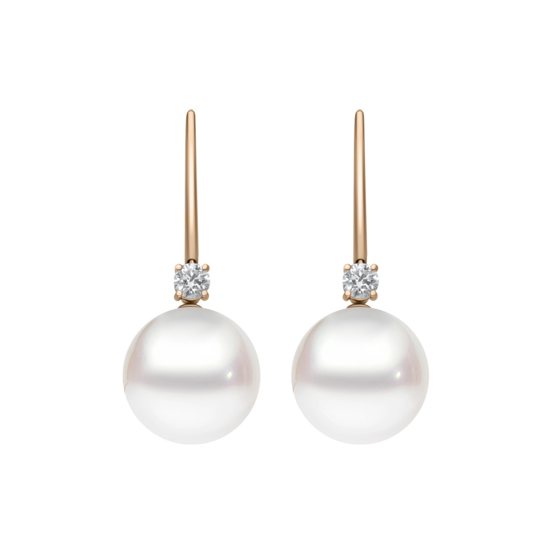 Серьги Mercury Classic из розового золота с жемчугом и бриллиантами