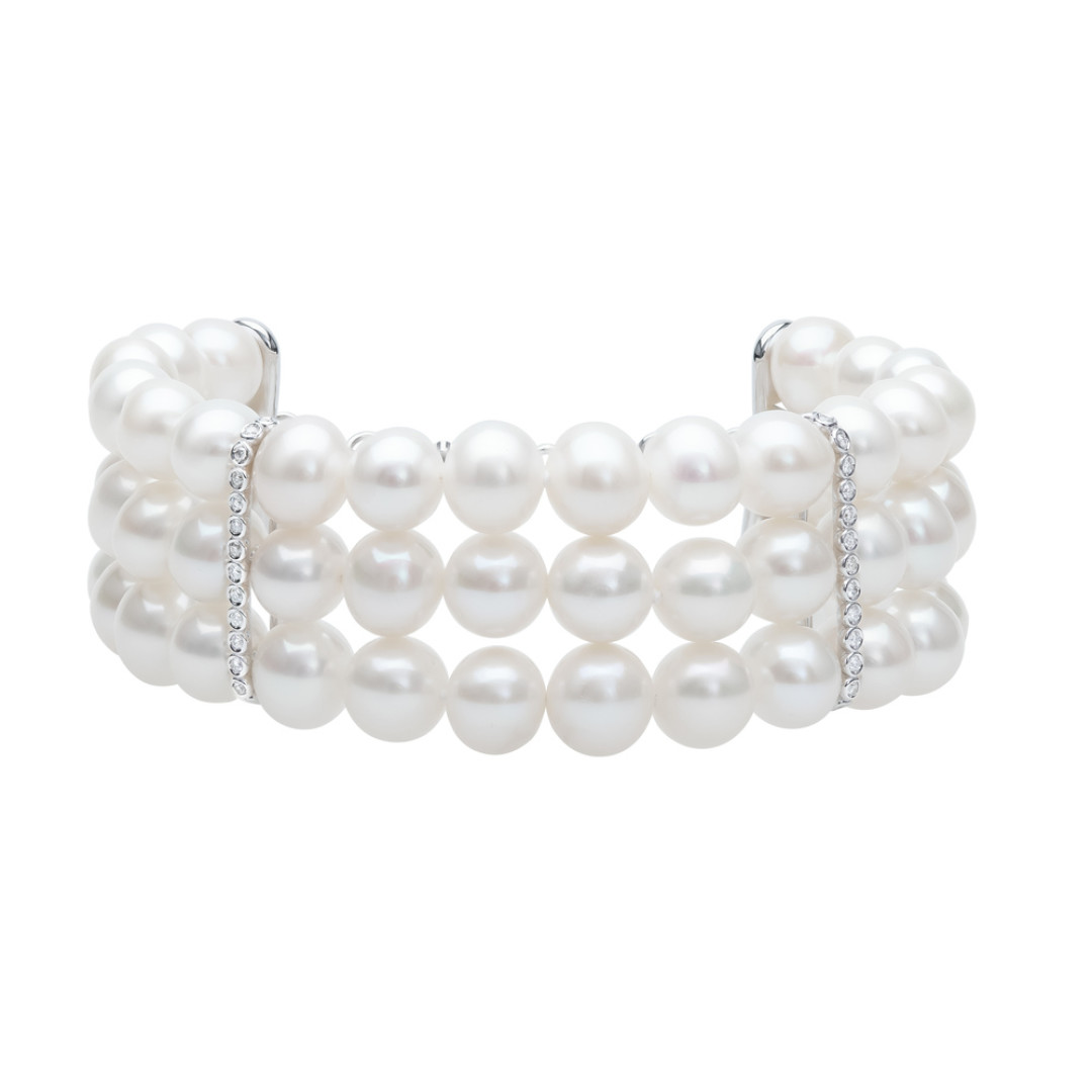 Браслет Mercury Classic из белого золота с жемчугом и бриллиантами