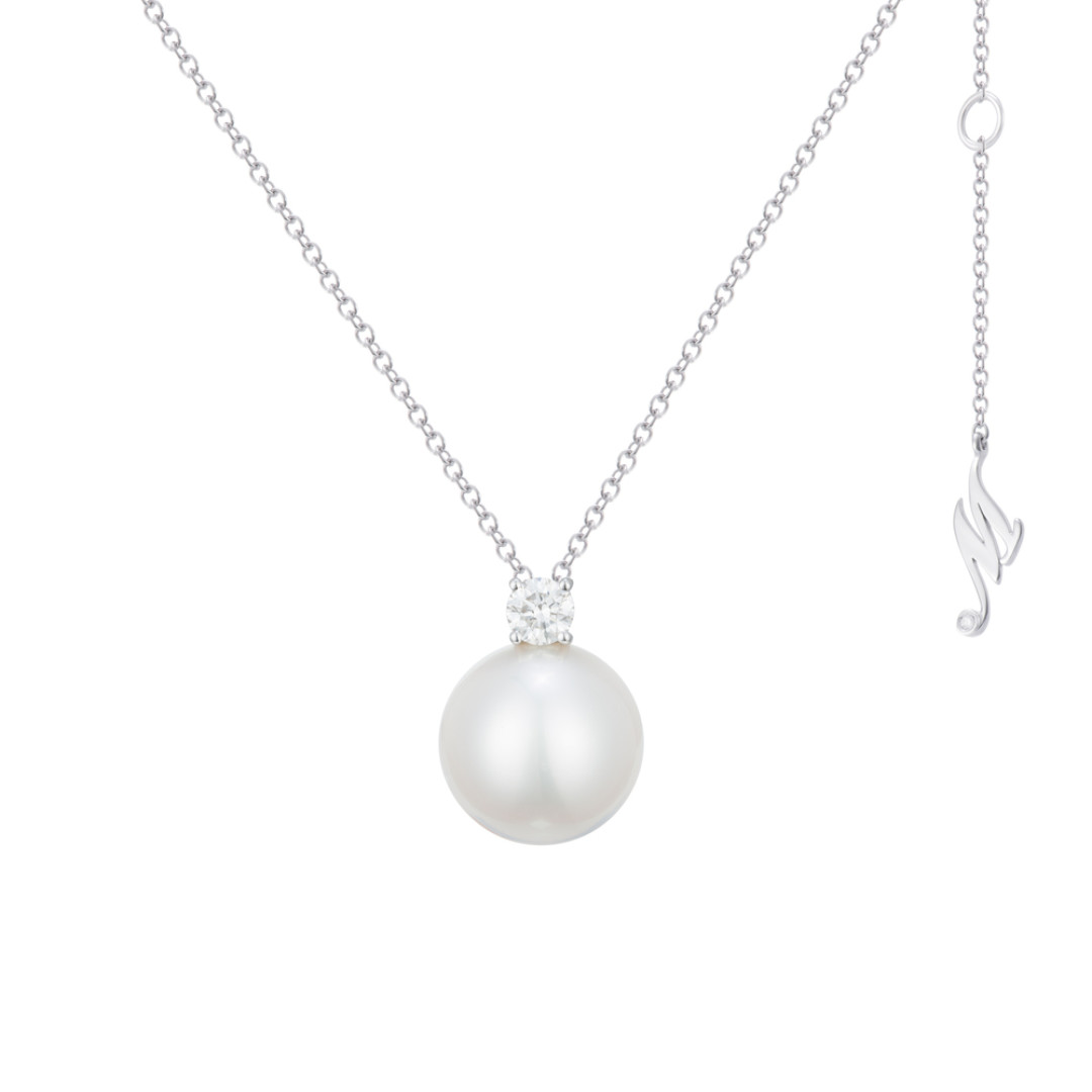 Кулон Mercury Classic из белого золота с жемчугом и бриллиантами