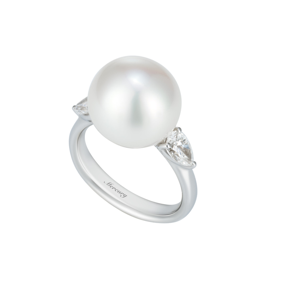 Кольцо Mercury Classic из белого золота с жемчугом и бриллиантами
