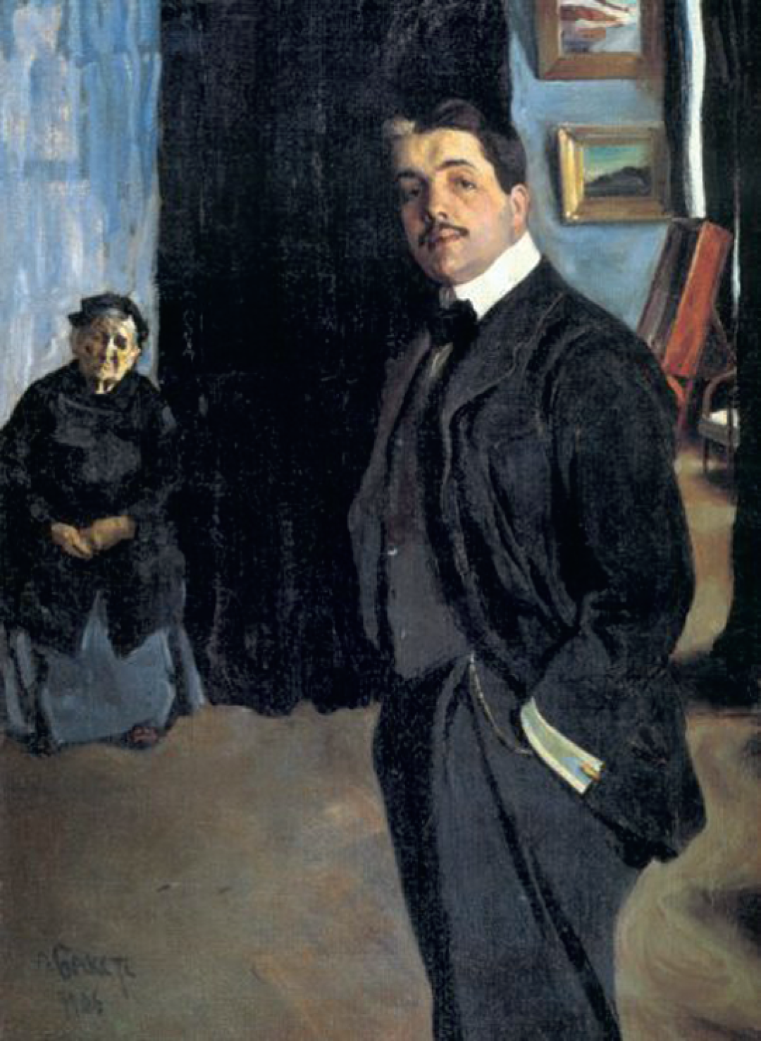 Портрет С. П. Дягилева с няней. Л. С.Бакст, 1906. Государственный Русский музей