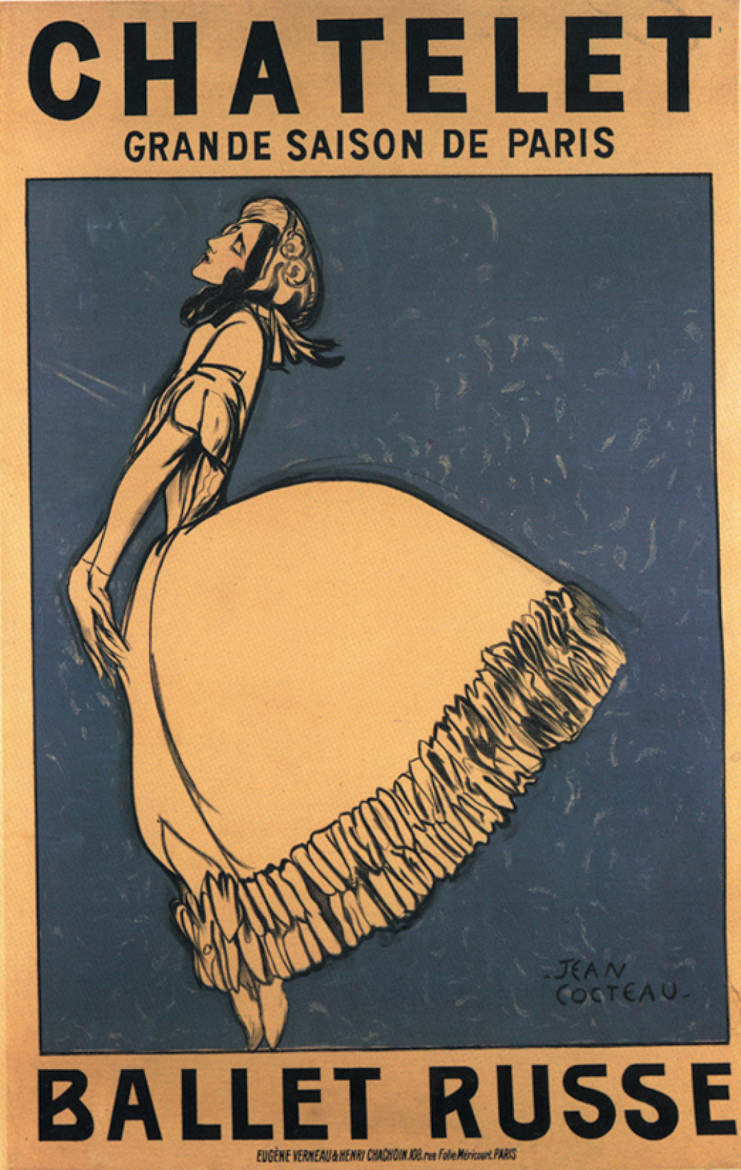 Ж. Кокто. Плакат с изображением Тамары Карсавиной. Бумага, цветная печать. 1911. Санкт-Петербургский музей театрального и музыкального искусства