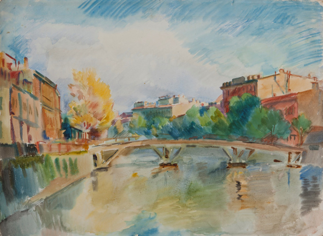 Мойка у Фонарного переулка, Николай Тырса. Бумага. Акварель. 1934 год