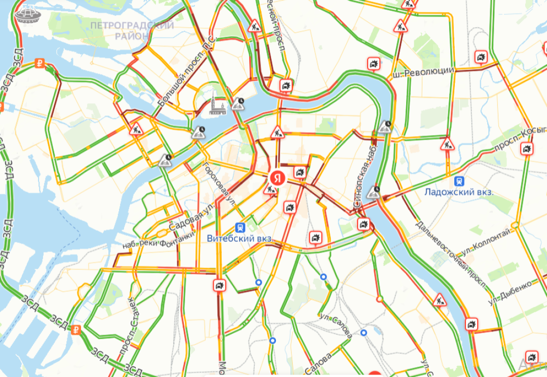 Город встал: в Петербурге зафиксировали аномальные девятибалльные пробки |  Sobaka.ru