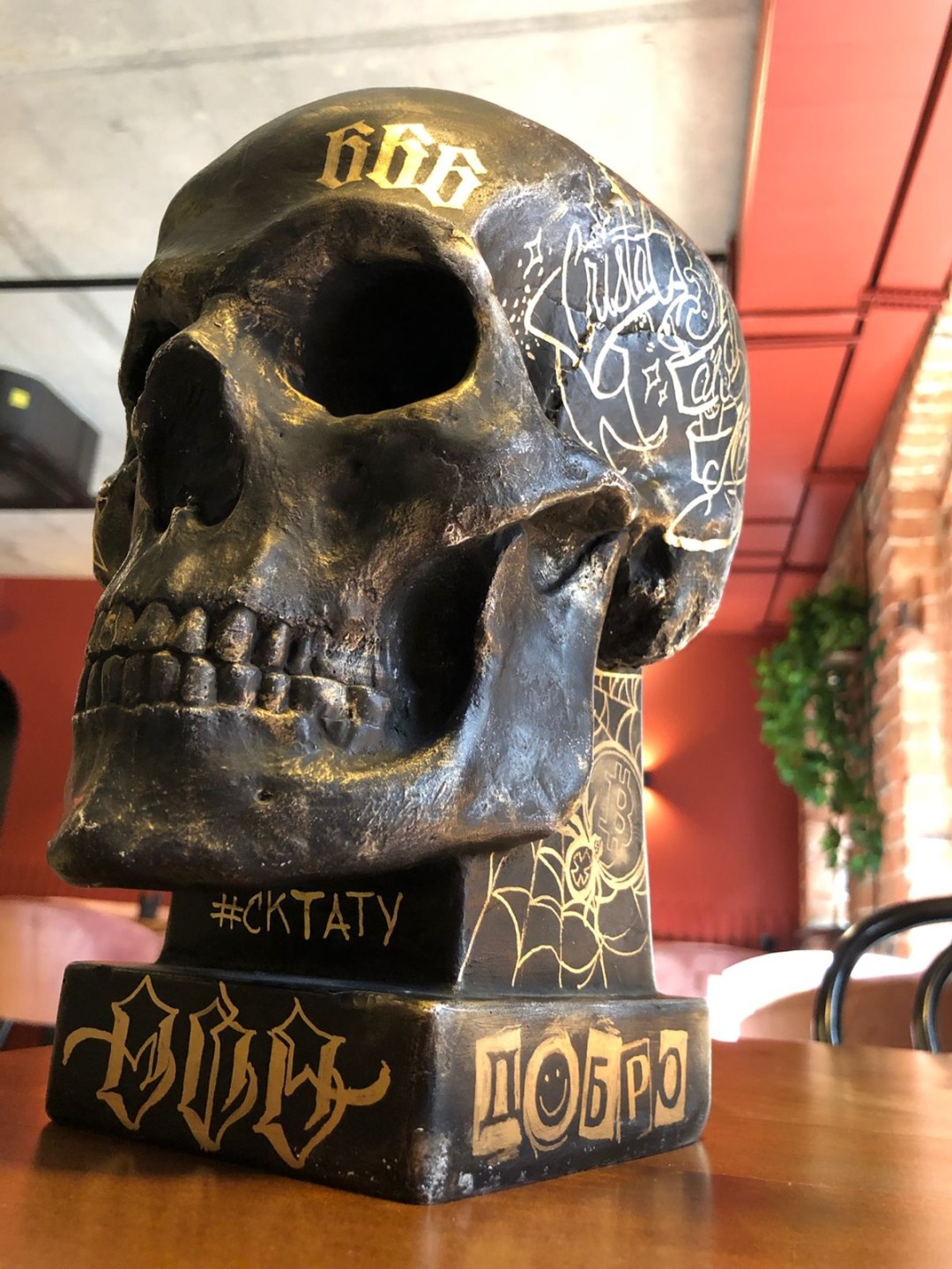 Декоративный череп, который пытались украсть из бара «Должно подышать»