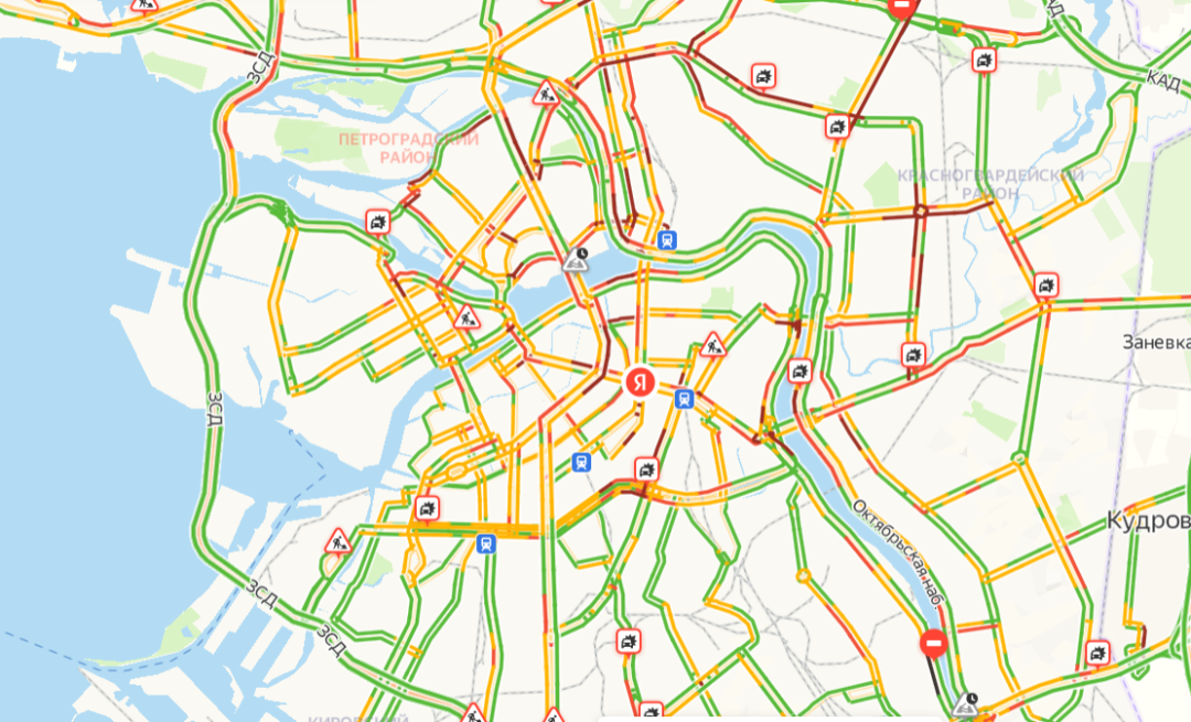 Карта загруженности дорог спб