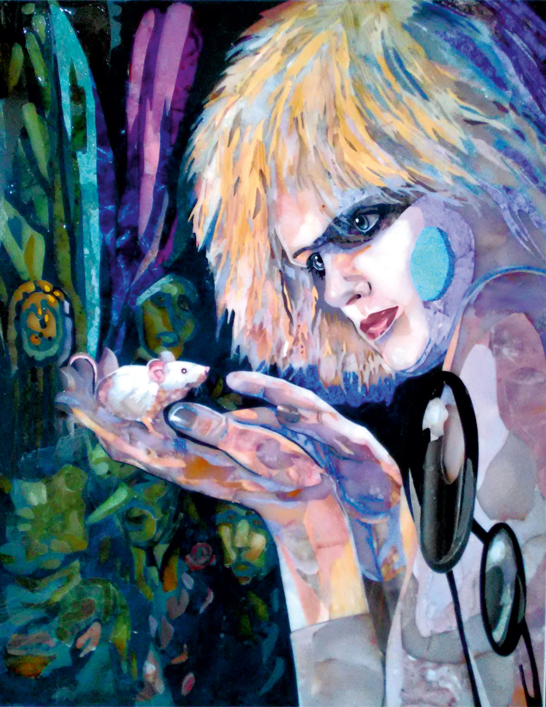 Панно «Мгновение». Размер: 51х41 см. Натуральные камни: яшма, нефрит, кремень, апатит, содалит, чароит, окаменелое дерево, кварцит, обсидиан, агат