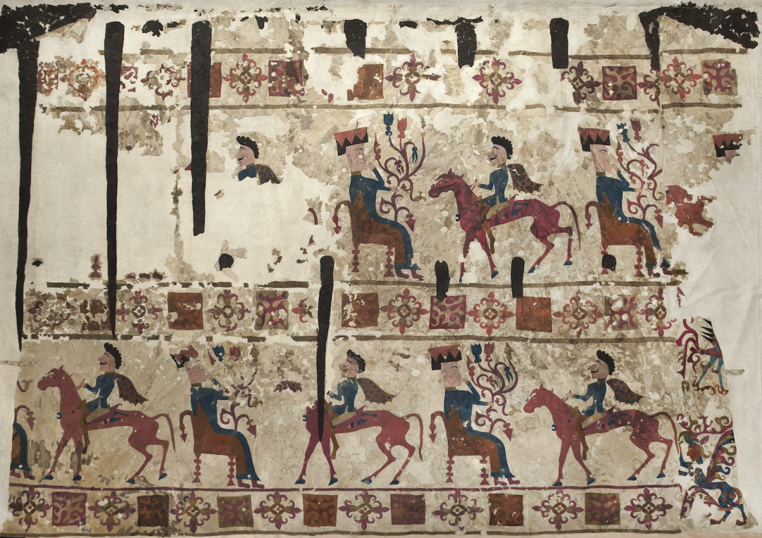 Ковер войлочный. Войлок, сухожильные и шерстяные нити. 640х450 см Могильник Пазырык, курган 5, сер. III в. до н.э.