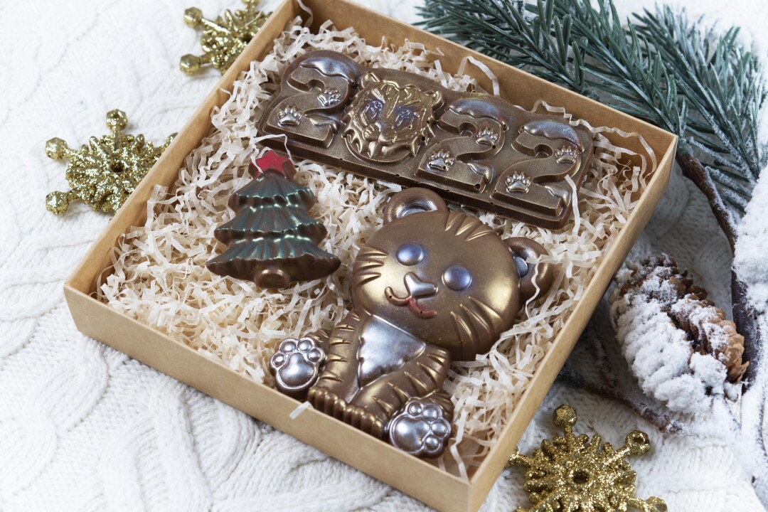 Новогодняя открытка из бельгийского шоколада, 600 ₽