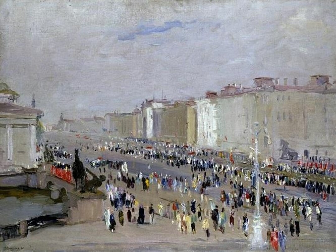 Вячеслав Пакулин. Невский в праздник 9 июля 1945 года. 1945. Холст, масло.