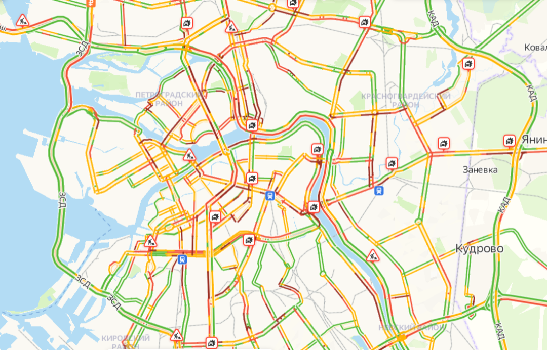 Пробки питер онлайн сейчас карта смотреть