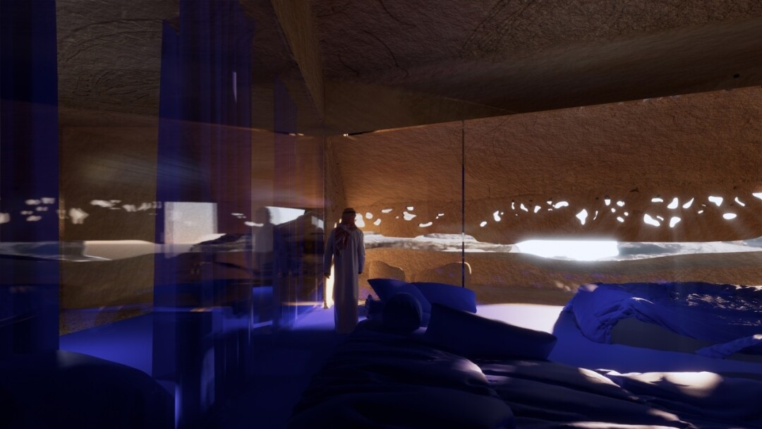 Интерьер отеля подчеркнет красоту природных особенностей скалы