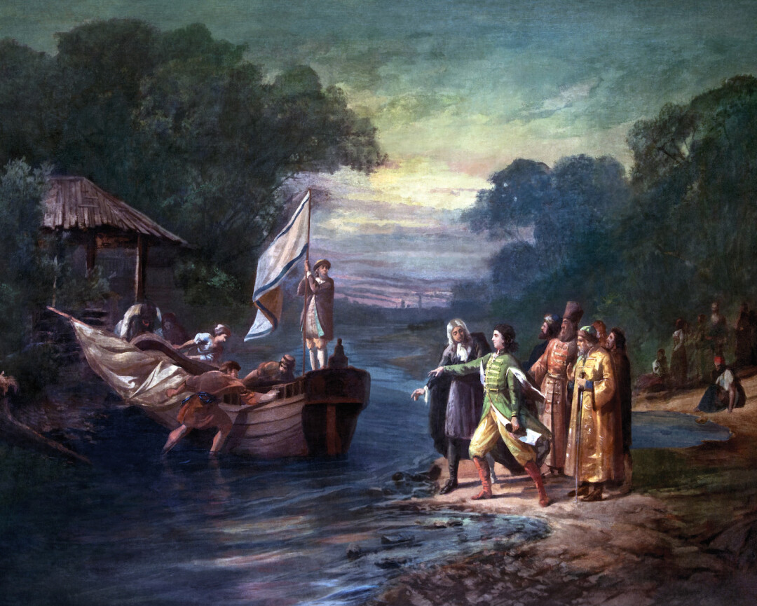 «Карстен Брандт спускает бот на Яузу». Михаил Бочаров. 1872