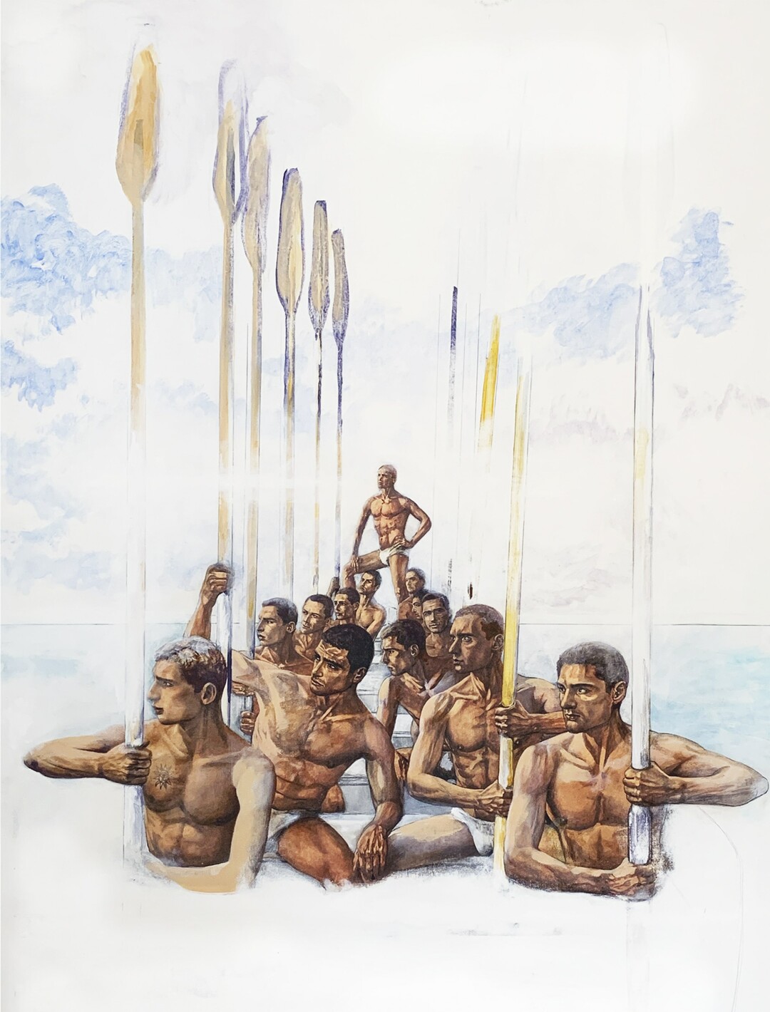 Гребцы. Вариант. 2000-е. Холст, жикле, акрил