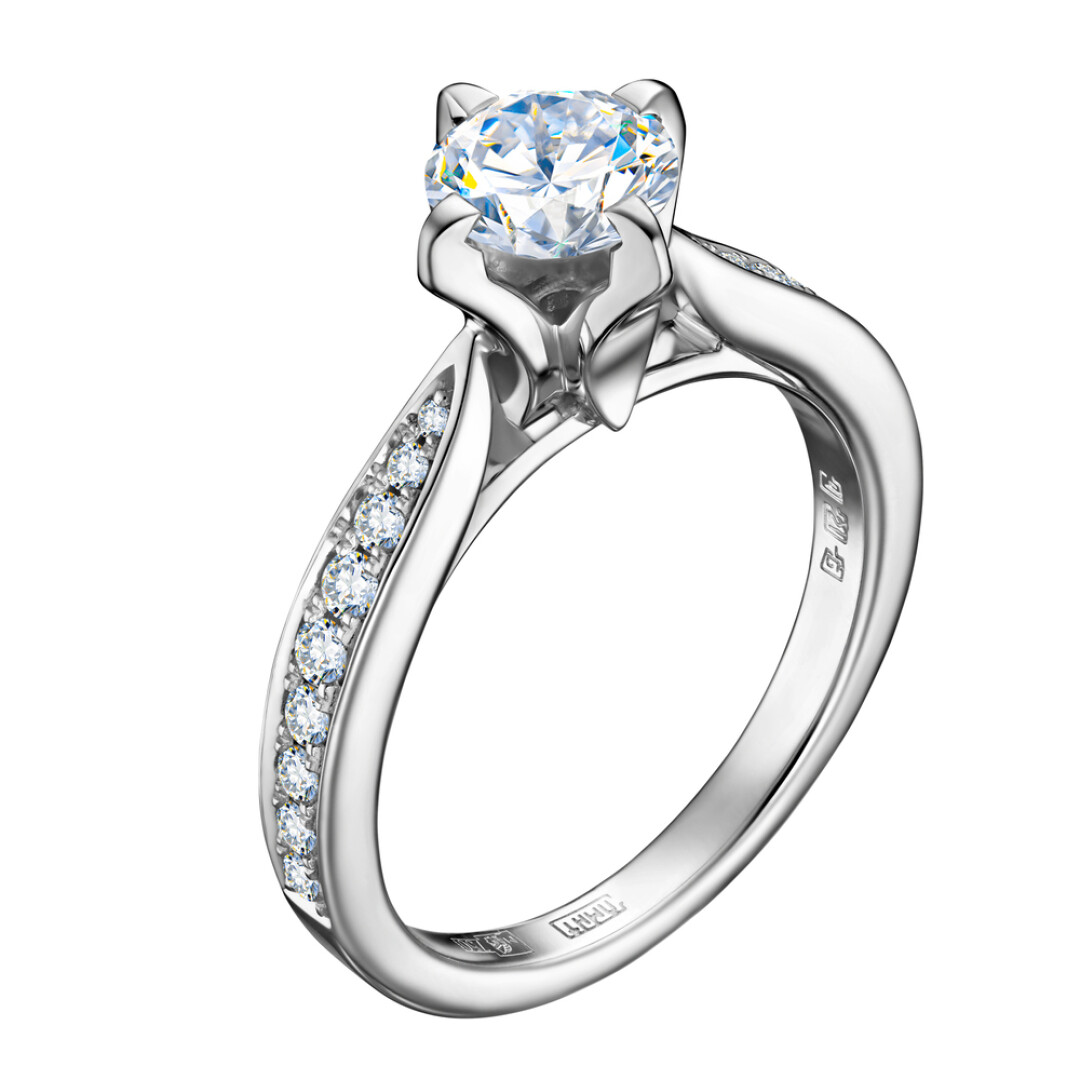 Кольцо из белого золота «Арт-Модерн» с бриллиантами