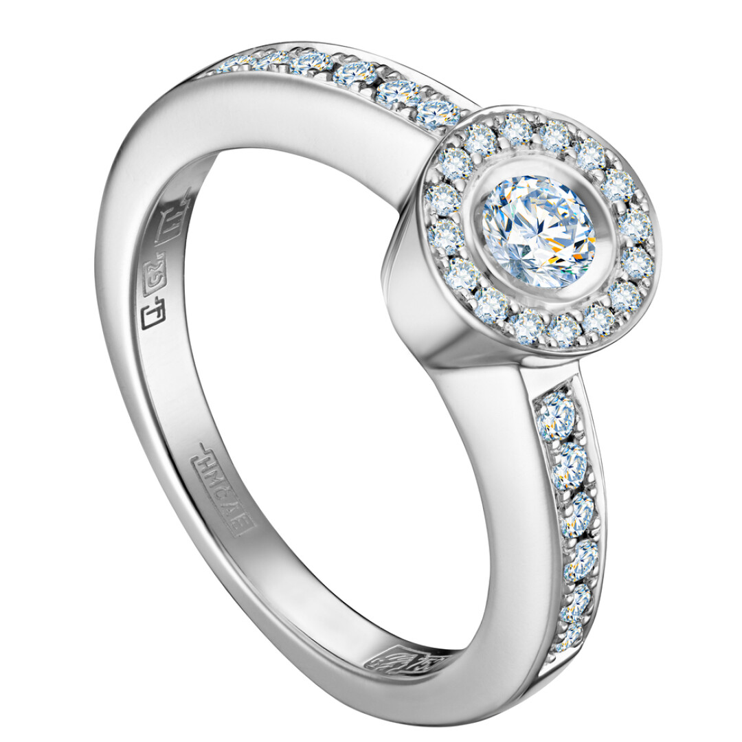 Помолвочное кольцо из белого золота «Арт-Модерн» с бриллиантами