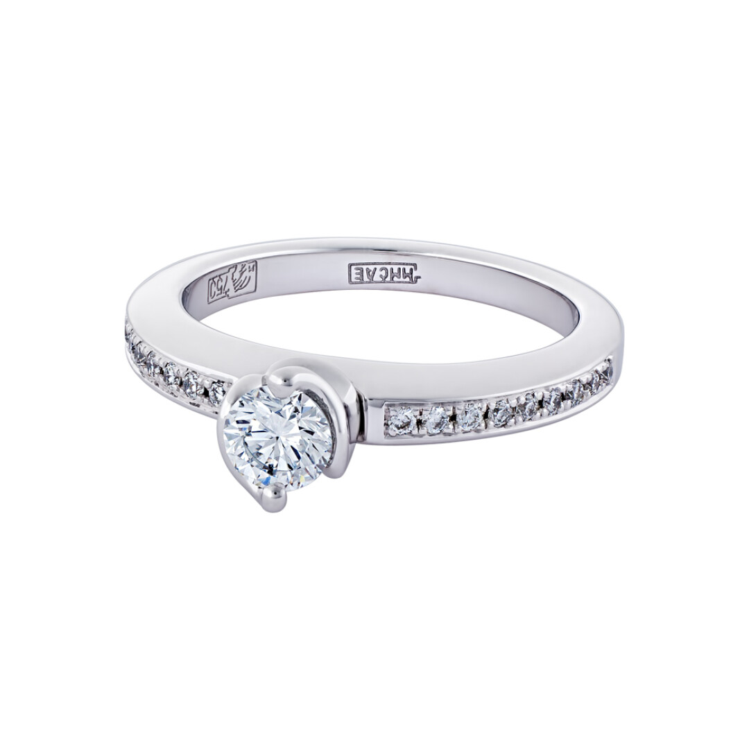 Помолвочное кольцо из белого золота «Арт-Модерн» с бриллиантами