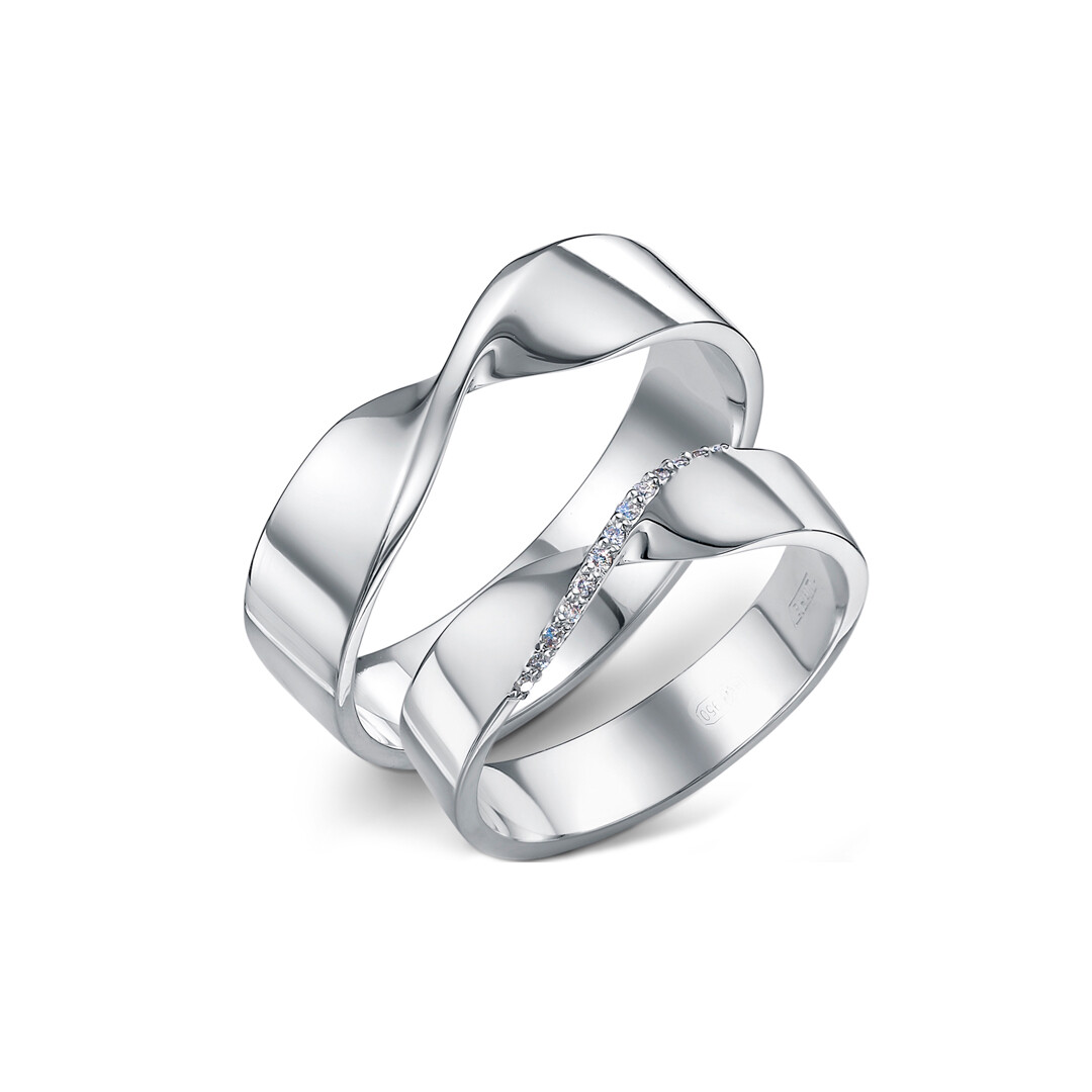 Обручальные кольца из платины «Лента Мёбиуса» Platika с бриллиантами и без