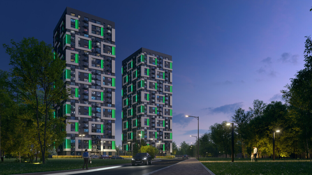 Внешний облик домов лаконичен и вместе с тем необычен благодаря внешней отделке: геометрия фасадов позволит жителям увидеть свой дом издалека