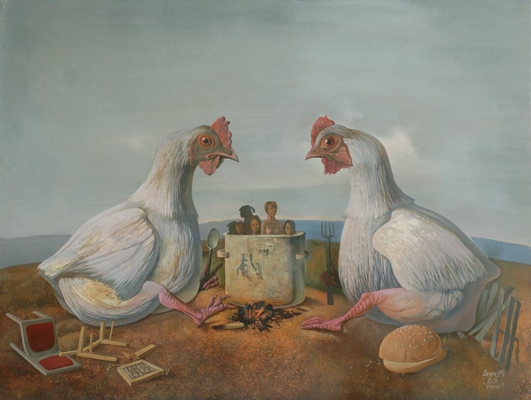 Курицы в наивной живописи