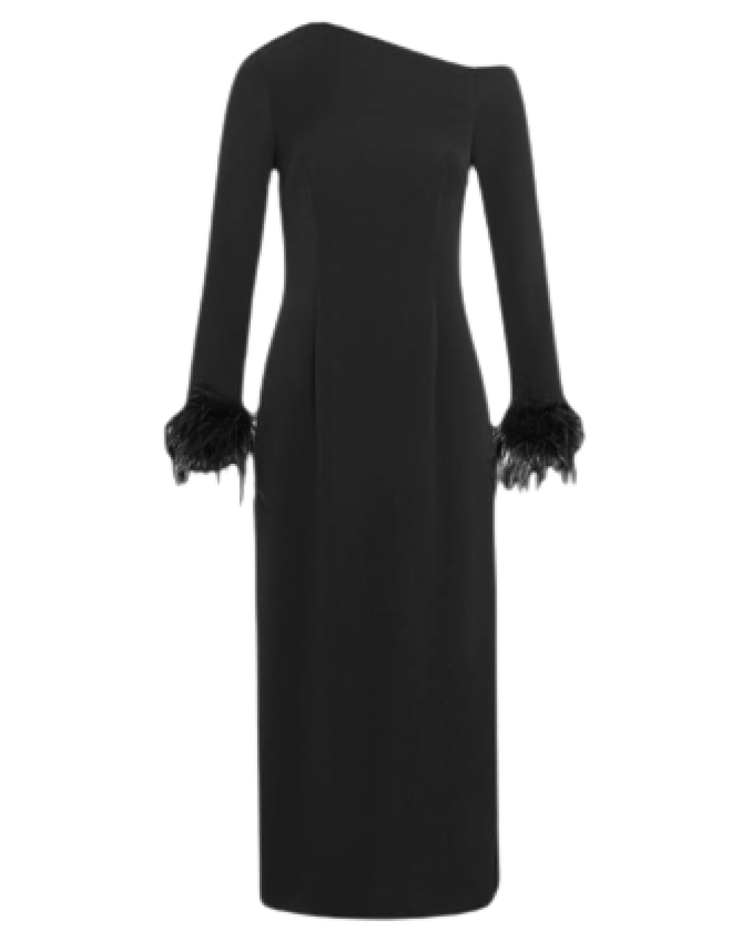 Платье миди с асимметричным воротником и перьями на манжетах Lichi (ТРЦ Фантастика, 1 этаж)