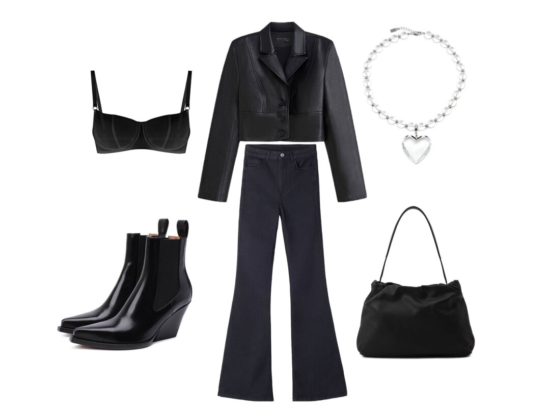 Куртка Studio29, 11 900 руб., брюки Сalzedonia 5 199 руб., браллет The Poby 7 300 руб., ожерелье Kotlo Studio 6 700 руб., 47Store, сумка The Row, 229